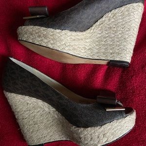 Michael Kors MK Logo Wedge Platform Heels